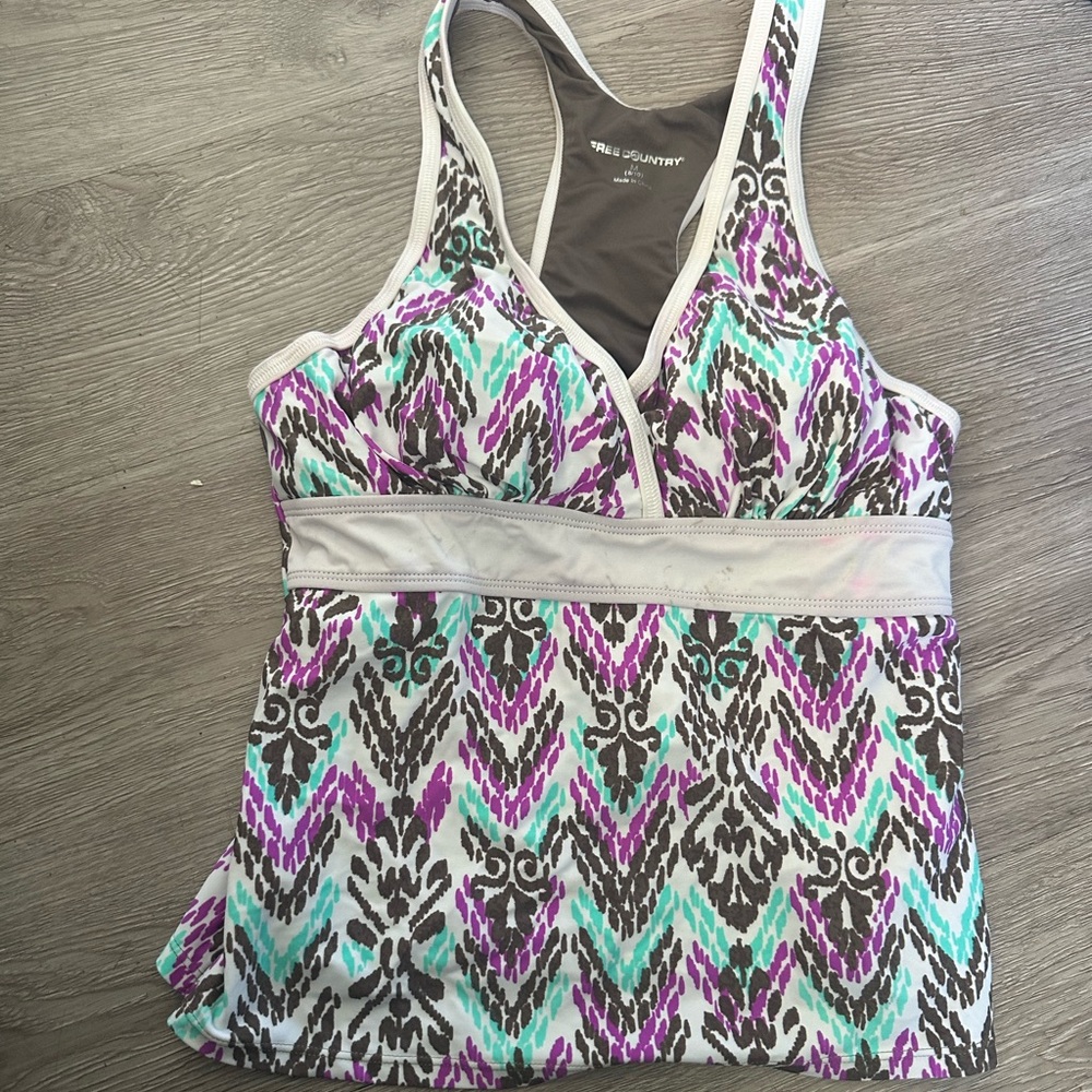 #37❤️ BNWOT FREE COUNTRY RACERBACK Patterned Tank Top TANKINI